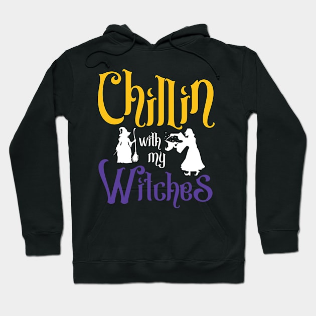 Halloween Chillin with my witches Hoodie by JabsCreative